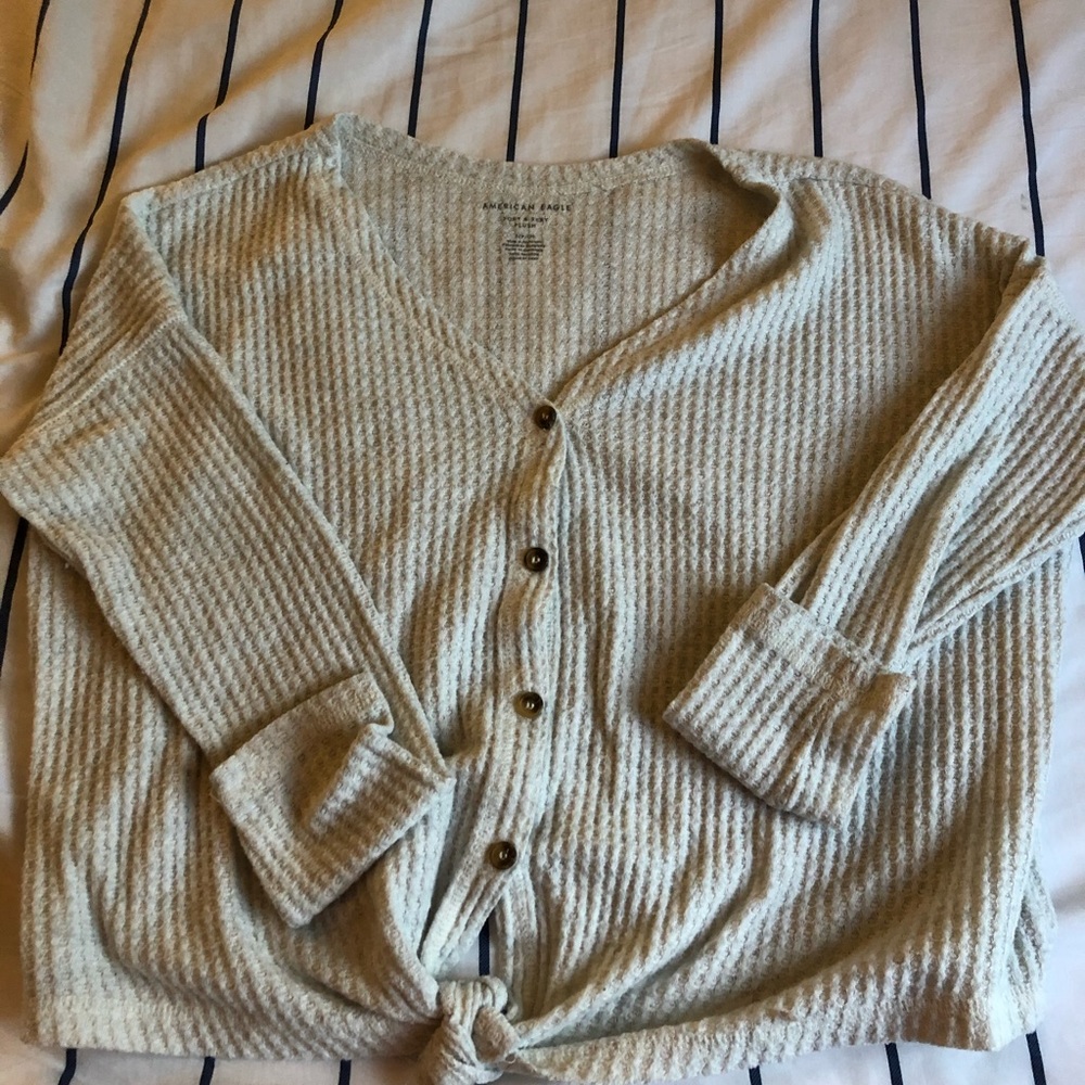 American Eagle Button Down Knot Knit Sweater - image 1